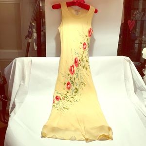 Vintage Yellow Floral Maxi Dress